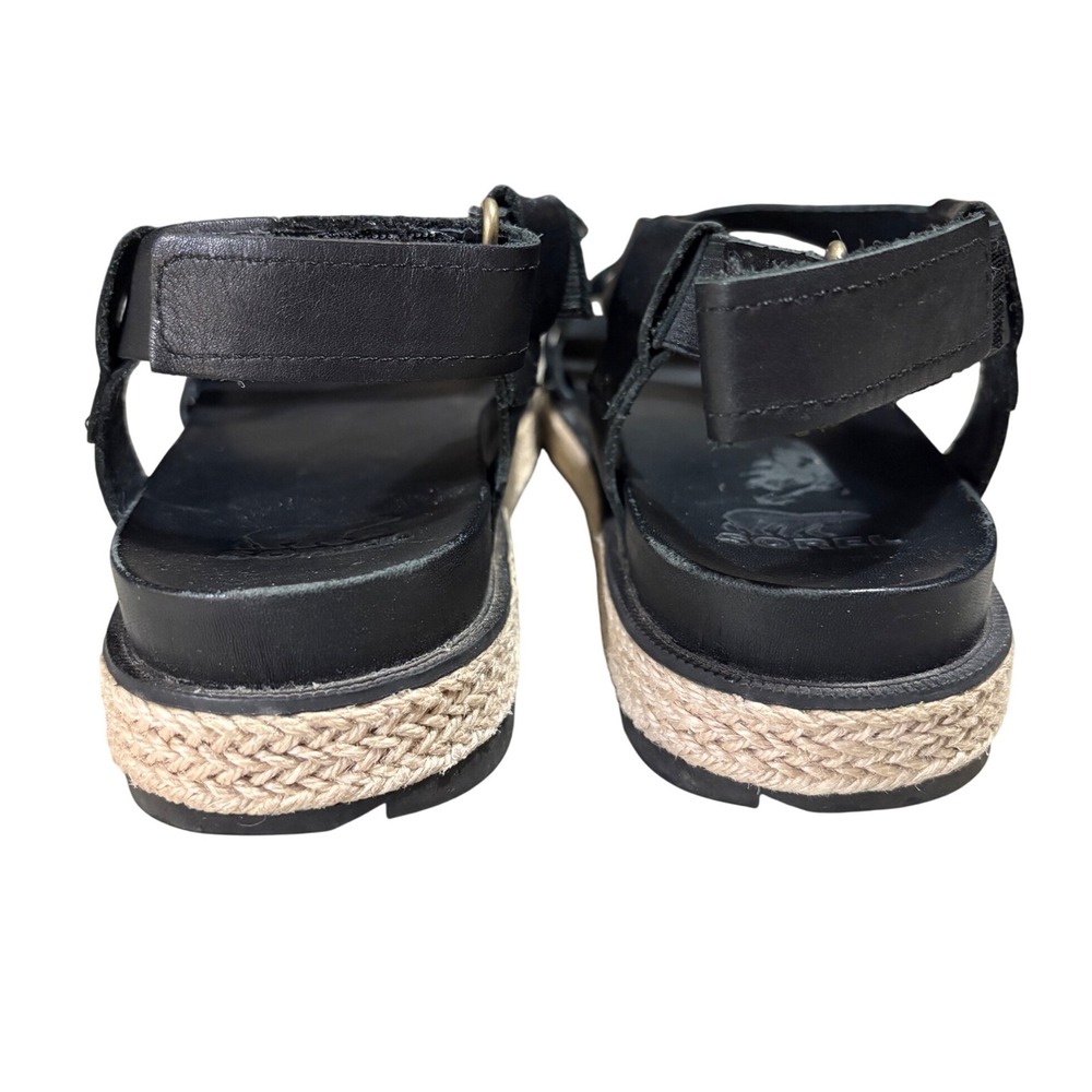 Sorel Womens Black Leather‎ Roaming Criss Cross Jute Sandals 7.5 - Picture 7 of 7